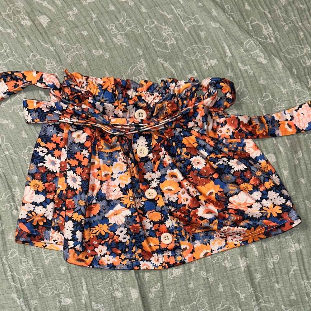 Floral Button-Up Skirt with Belt